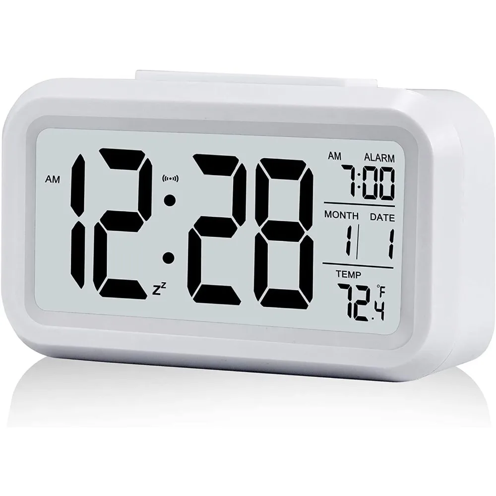 Office Tech Gadgets - LED นาฬิกาปลุกดิจิตอลอิเล็กทรอนิกส์ Backlight Snooze ปฏิทินนาฬิกาหน้าจอเดสก์ท็อปตารางนาฬิกาสําหรับ Home
