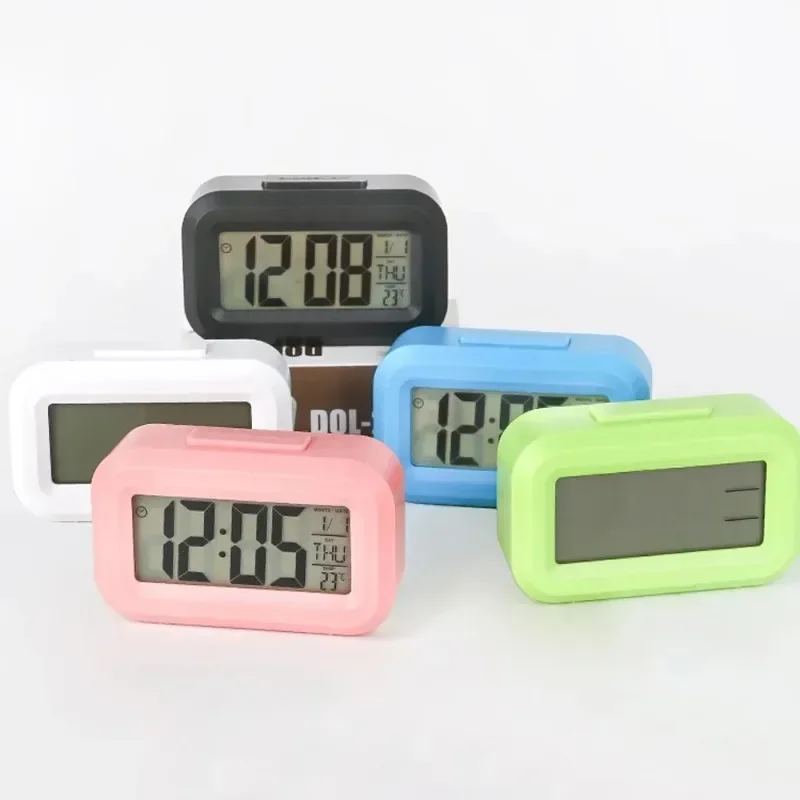 Office Tech Gadgets - นาฬิกาปลุกดิจิตอล LED พร้อมไฟแบ็คไลท์ แสดงข้อมูลเวลา ปฏิทิน ตั้งโต๊ะอเนกประสงค์