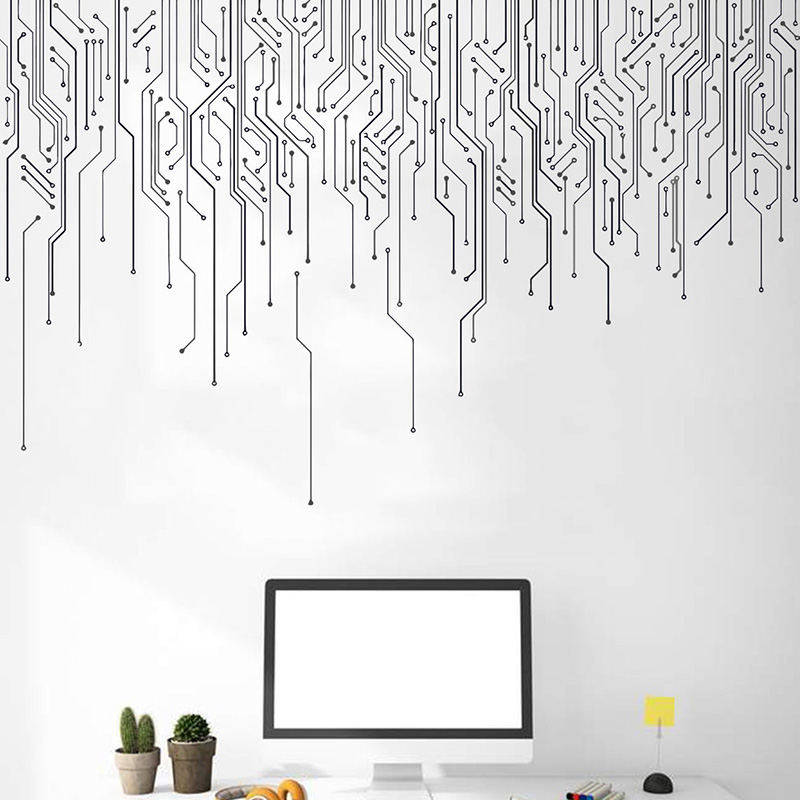 Office Hi Tech - คอมพิวเตอร์ IT Decor,Circuit Board Wall Decal,เทคโนโลยีไวนิล