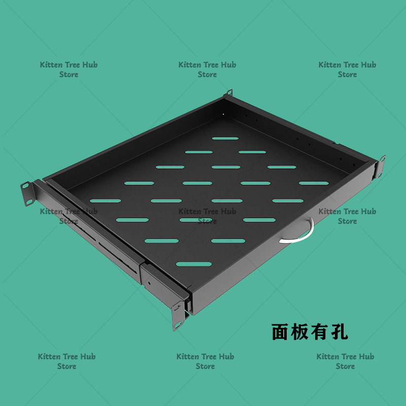 Server Rack Shelf - ถาดวางคีย์บอร์ดแบบลิ้นชัก 1U สำหรับตู้เน็ตเวิร์ก, ชั้นวางแบบเลื่อนสำหรับงานหนัก, ที่จัดเก็บคีย์บอร์ดและเมาส์สำหรับแร็คเซิร์ฟเวอร์
