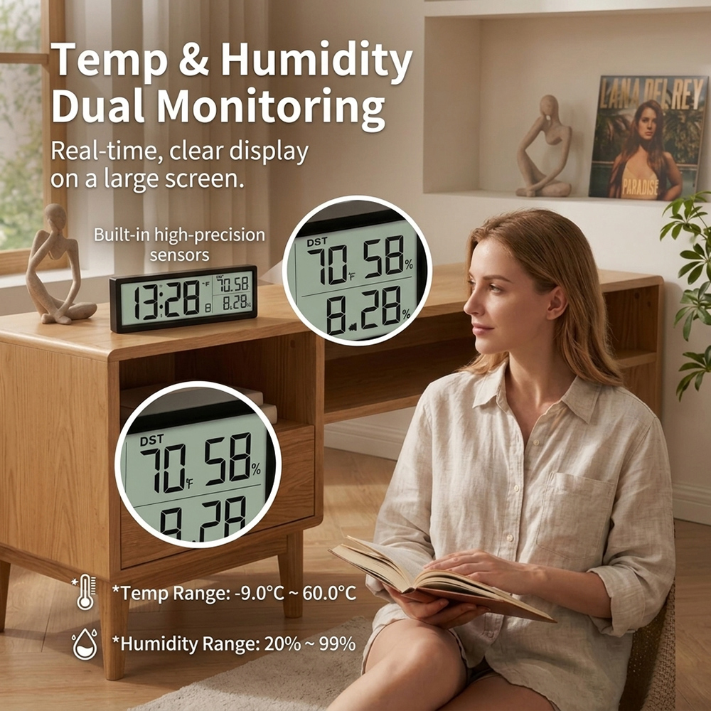 นาฬิกาปลุกดิจิตอลพร้อมอุณหภูมิ - Office Tech Gadgets บทวิจารณ์และราคา