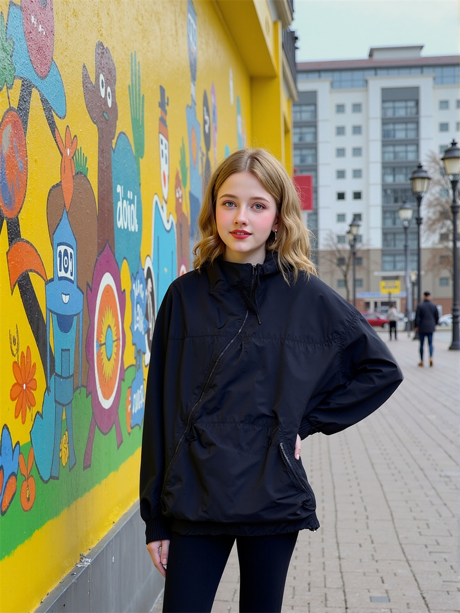 เสื้อแจ็คเก็ตมีฮู้ดแบบซิปทรงหล - Office Tech Wear บทวิจารณ์และราคา