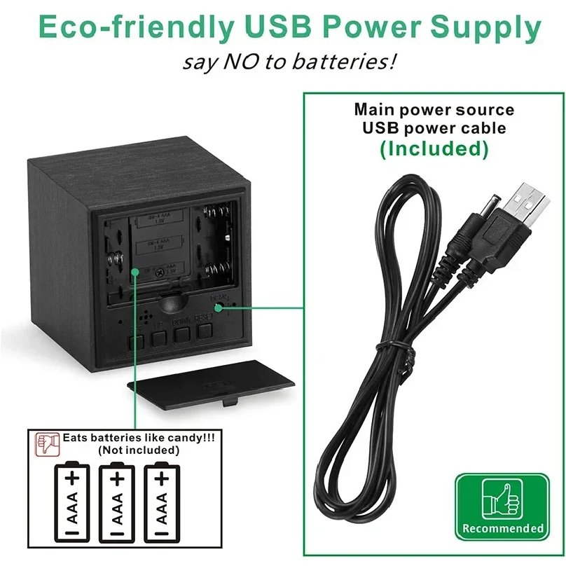 นาฬิกาปลุกดิจิตอลไม้ พร้อมฟังก - Office Tech Gadgets บทวิจารณ์และราคา
